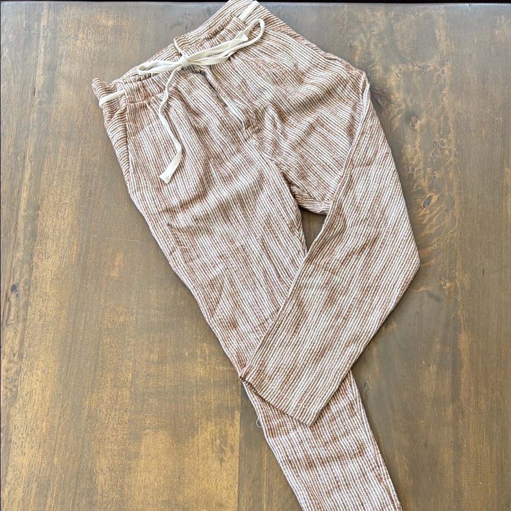 Free People Orange and White 100% cotton pants